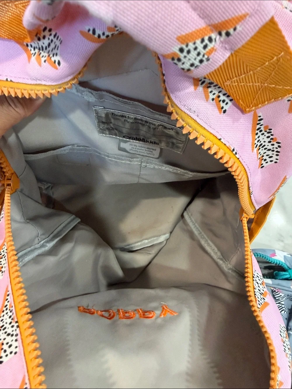 Kids' Pink Lightning Bolt Backpack “Poppy” Inscribed